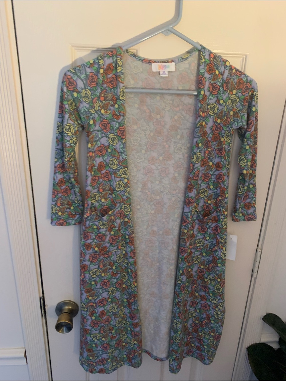 Lularoe Girls Sariah Multicolor Floral Long Cardigan Size 10 New